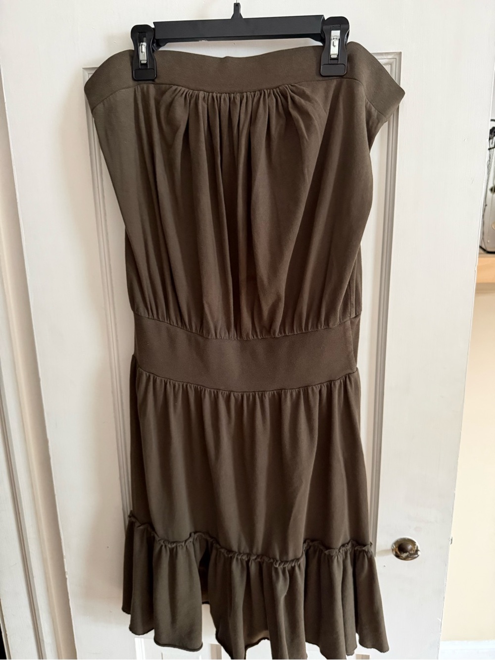 LAmade Olive Strapless Ruffle-Hem Sundress